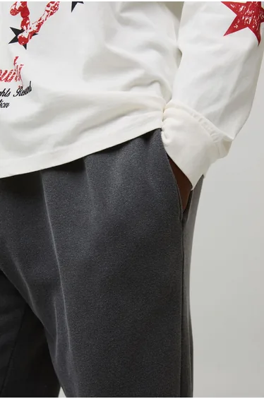 Straight Leg Washed Joggers - washed charcoal