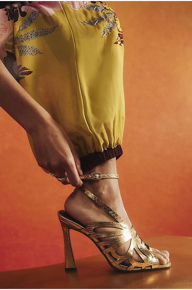 Gold Butterfly Caged Heels
