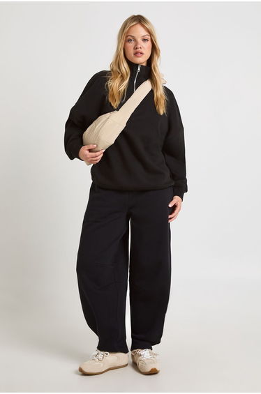 Petite Barrel Leg Jogger - black