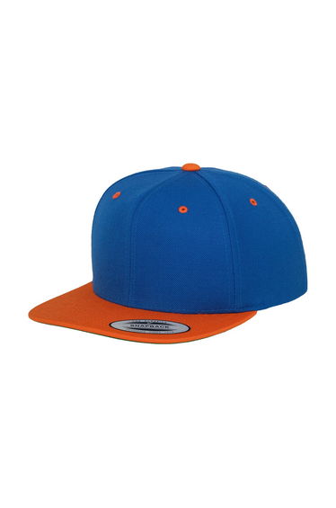 Yupoong Mens The Classic Premium Snapback 2-Tone Cap - Royal Blue/Orange