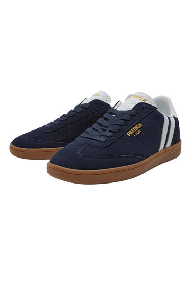 Patrick Mens Lyon Suede Cupsole Trainers - Navy/White/Gum