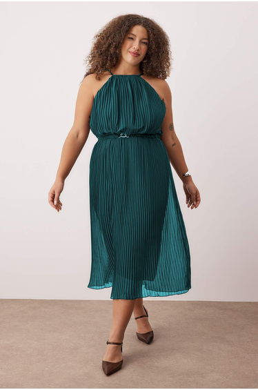 Olive bodycon maxi chiffon woven plus size dress