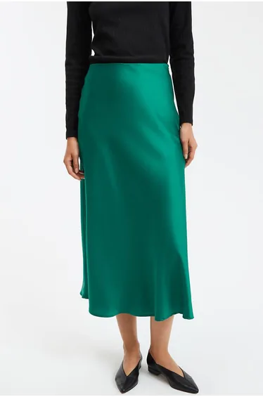 Signatures Marion Recycled Full Midaxi Skirt in Matte Satin