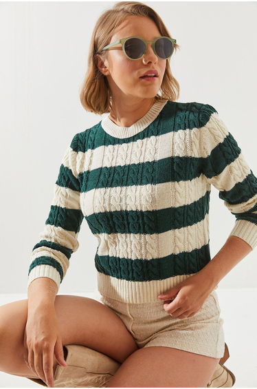 Women's Striped Crew Neck Sweater