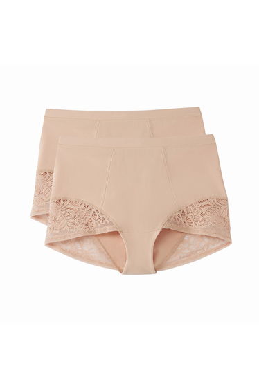 Culotte haute en coton et dentelle (lot de 2)