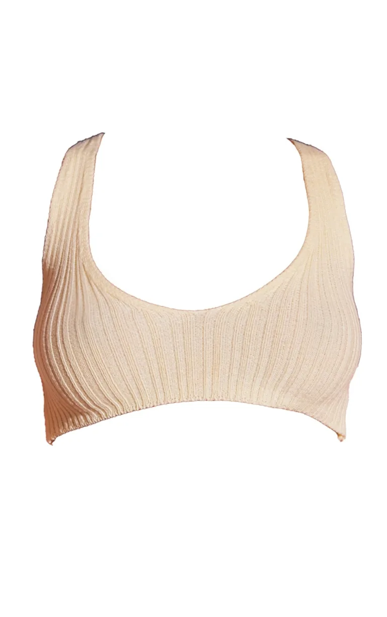 Butter Cream Rib Knit Bralet - 4