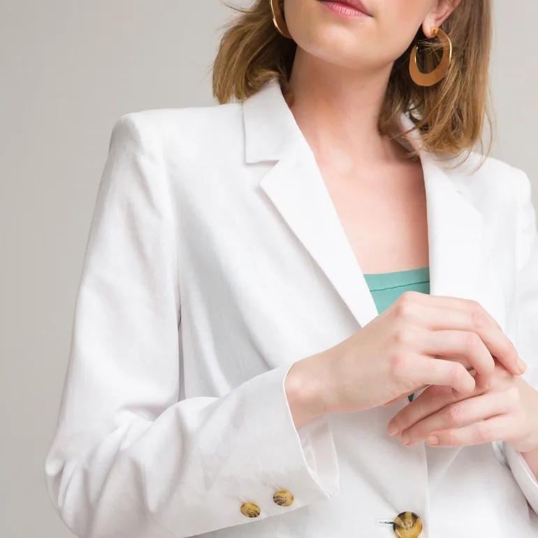 Linen/Cotton Fitted Blazer - 2