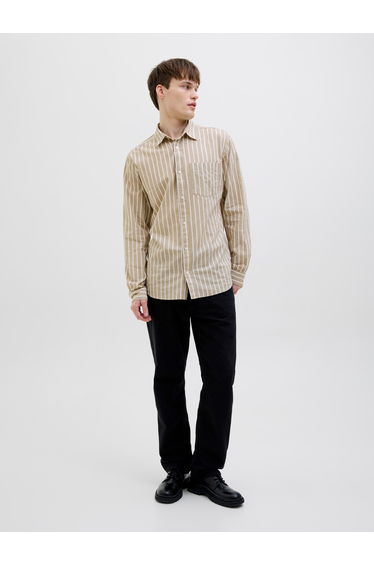 Striped Club Collar Long Sleeve Shirt
