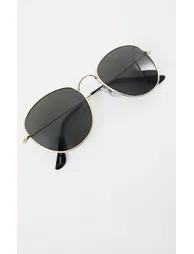 Black On Gold Circular Sunglasses - 2