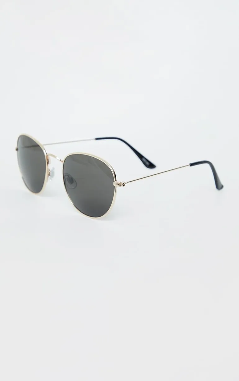 Black On Gold Circular Sunglasses - 1
