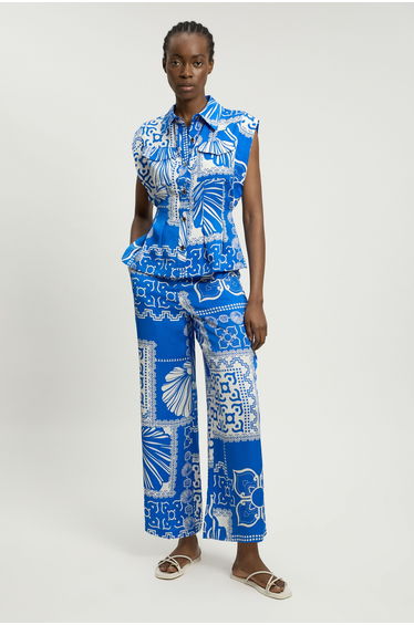 Premium Viscose Linen Printed Woven Straight Leg Trouser