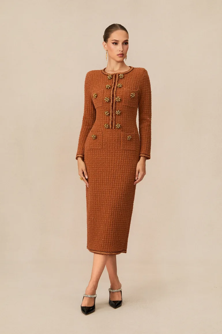 brown tweed dress House of Bruar Ladies British Fluted let the dress do the talking Women's Millie Fit and Flare