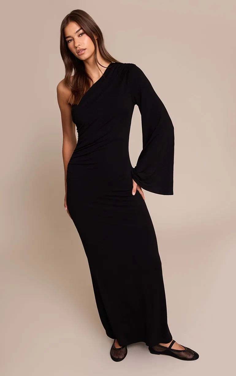 Black Jersey One Shoulder Ruched Detail Maxi Dress Prettylittlething Black : Day Dresses : VogaCloset Oman Black Jersey One Shoulder Ruched Detail Maxi Dress Prettylittlething Black : Day Dresses : VogaCloset Oman
