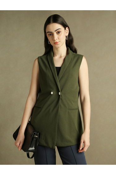 Regular Fit Lapel Collar Sleeveless Blazer