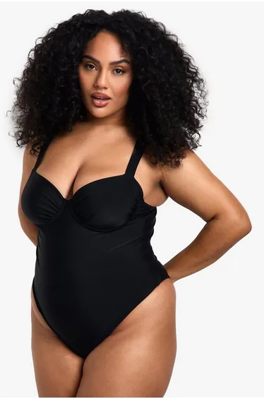 Plus Swimwear Essentials Balcony Swimsuit - black
