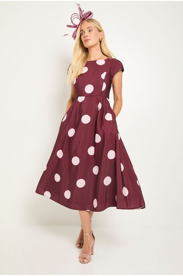 Petite Spot Ottoman Fit & Flare Midi Dress