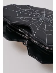 Spider Web Print Heart Backpack in Black - 3