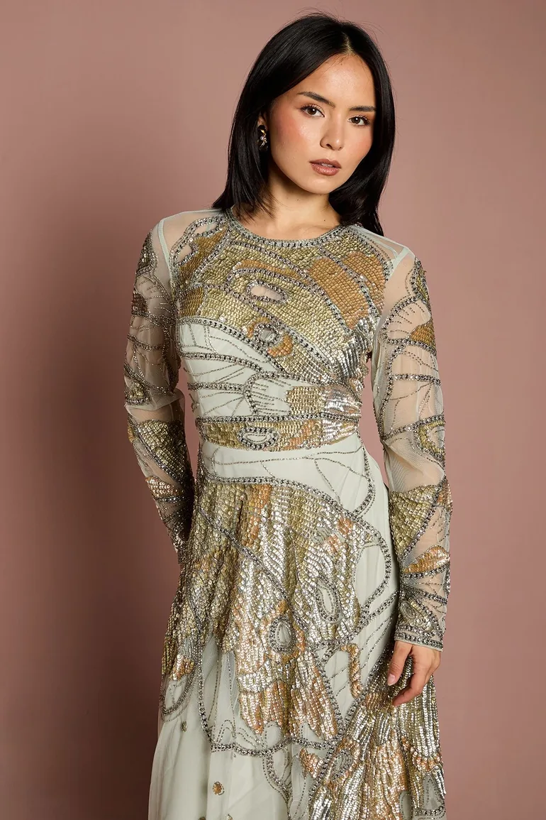 Petite Premium Hand Embellished Maxi Dress - 3