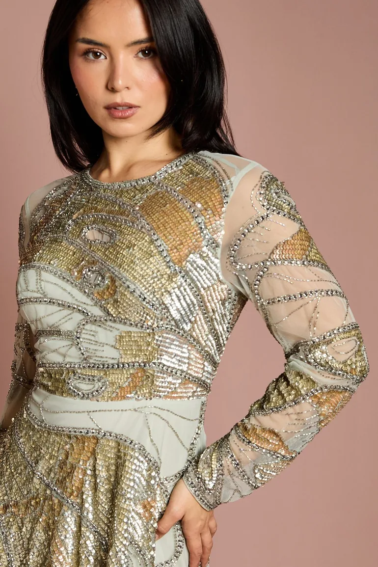 Petite Premium Hand Embellished Maxi Dress - 1