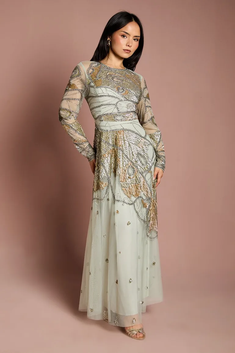 Petite Premium Hand Embellished Maxi Dress