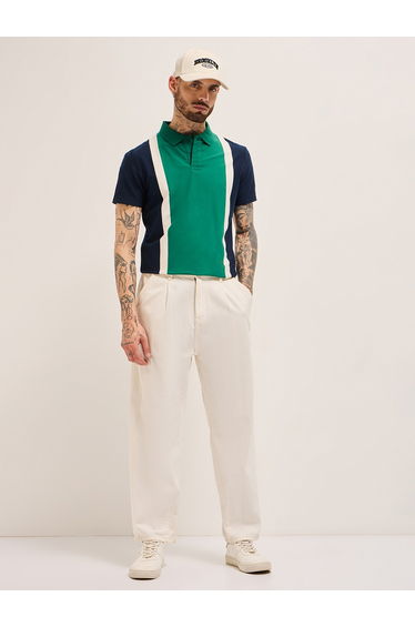 Men Cotton Color Block Regular Fit Polo