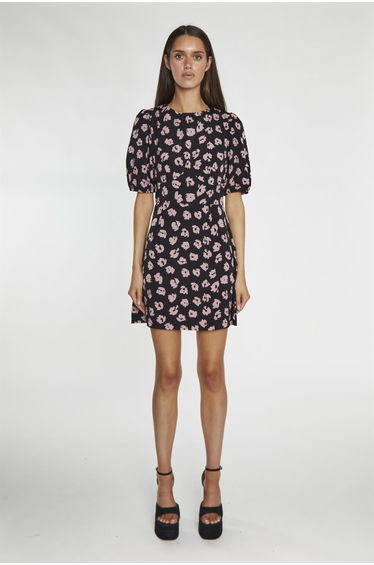 Black Pink Splodge Round Neck Mini Dress product thumbnail 2