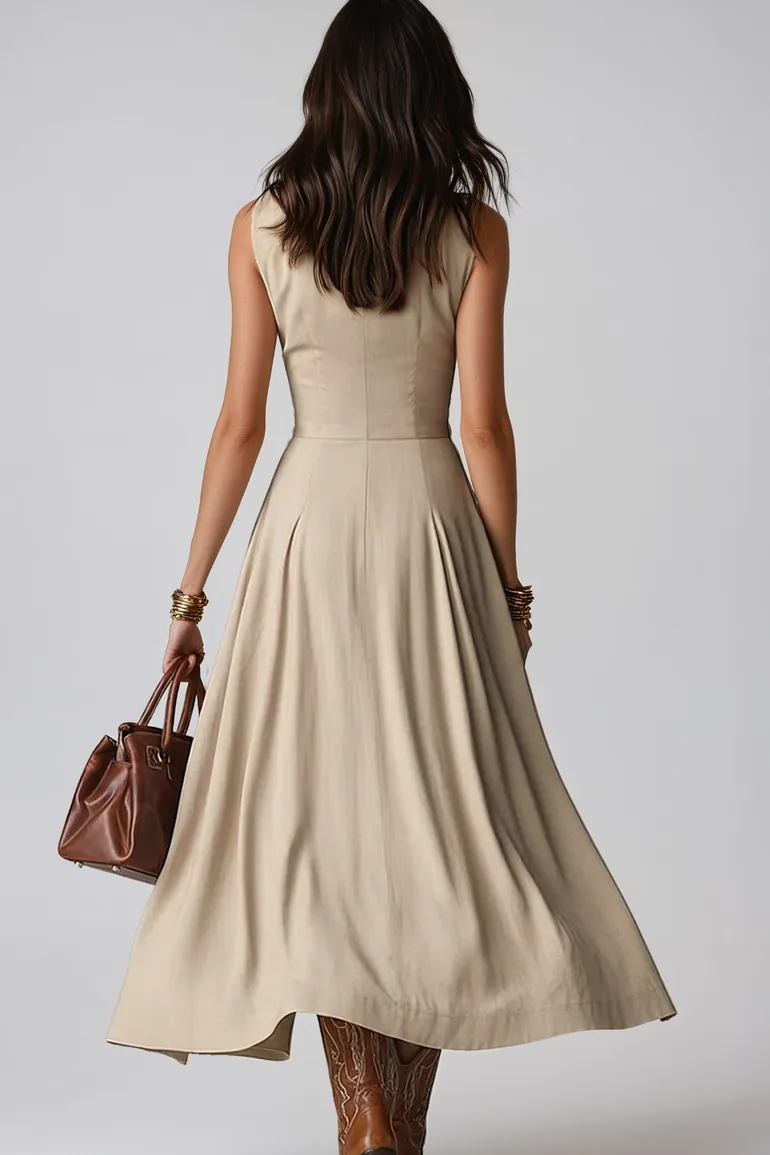 Jaanus Sleeveless Ruch Midi Dress - 2