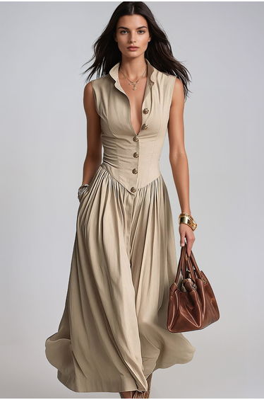 Jaanus Sleeveless Ruch Midi Dress