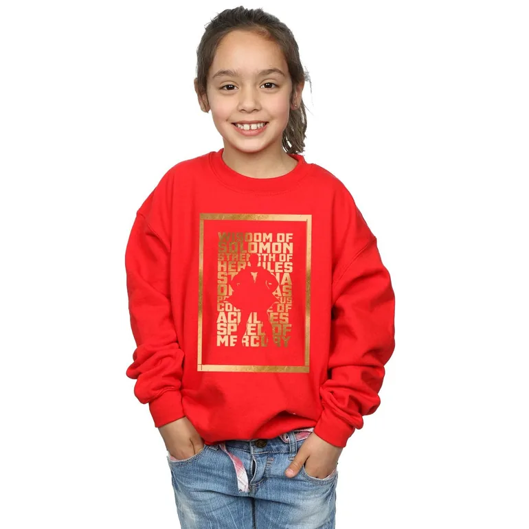 DC Comics Girls Shazam Gold Text Sweatshirt - Red