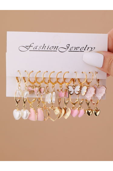 Pack o 12 - Heart and Butterfly Charm Earrings
