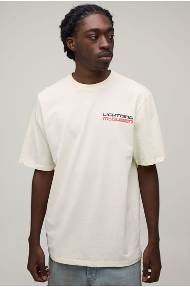 Tall Regular Lightning McQueen Motor License Print T-shirt - ecru