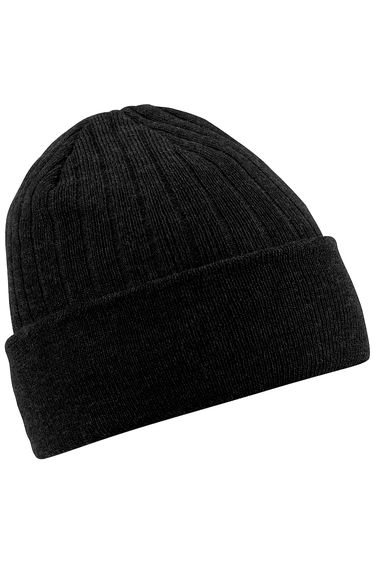 Beechfield Thinsulate Thermal Winter / Ski Beanie Hat - Black