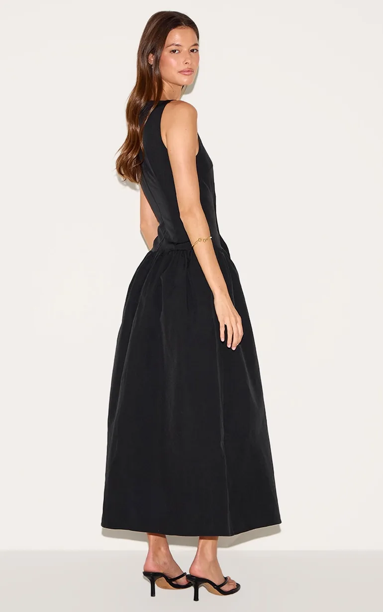 sachin and babi light blue dress River Island Drop Waist Hybrid Midi Dress - Black