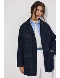 BELT DETAILED DENIM JACKET - 3