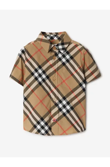 Burberry Baby Boys Owen Essential Check Shirt in Beige