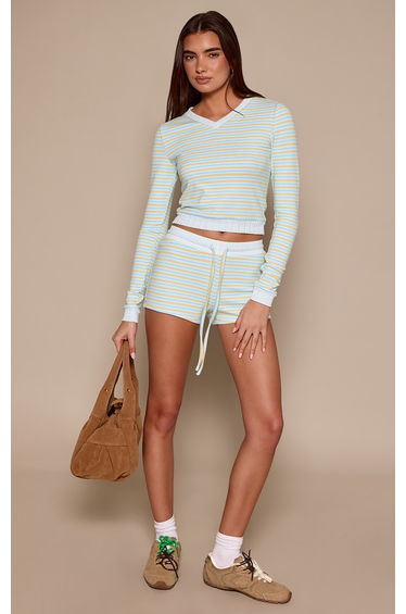 Blue Striped Super Soft Hot Pants