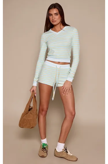 Blue Striped Super Soft Hot Pants