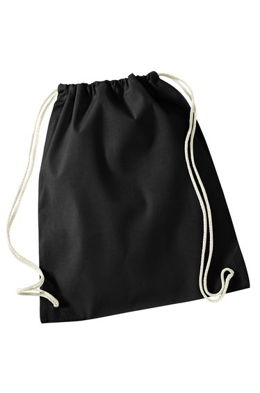 Westford Mill Recycled Cotton Drawstring Bag - Black