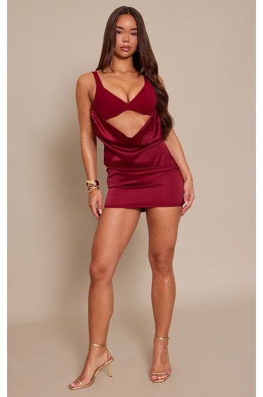 Burgundy Underwired Strappy Mini Dress