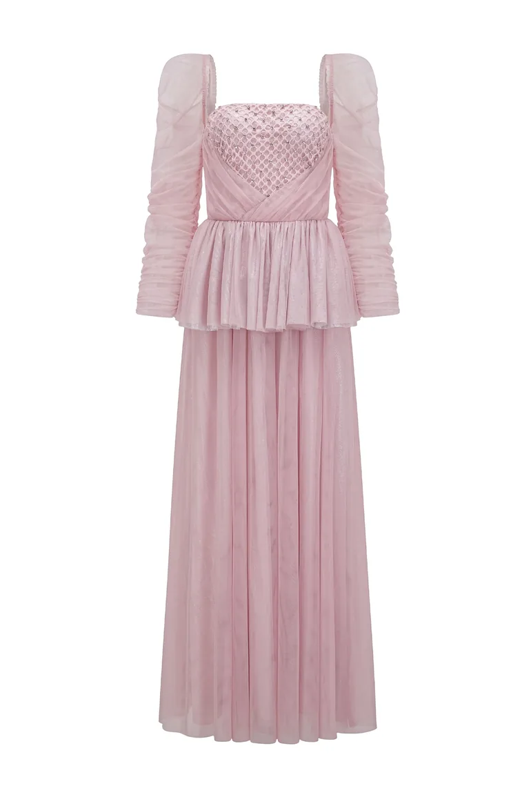 Hoyle Pink Mesh Off Shoulder Dress - 7