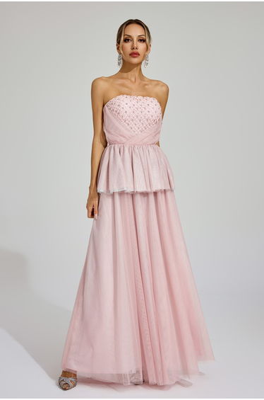 Hoyle Pink Mesh Off Shoulder Dress
