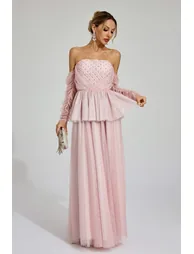 Hoyle Pink Mesh Off Shoulder Dress - 5