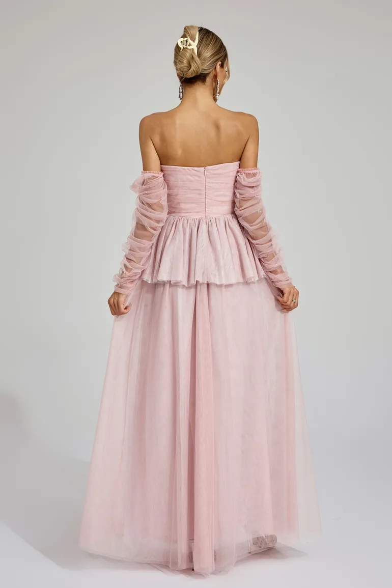 Hoyle Pink Mesh Off Shoulder Dress - 6