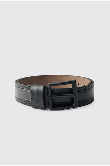 Textured PU Belt in Black - black