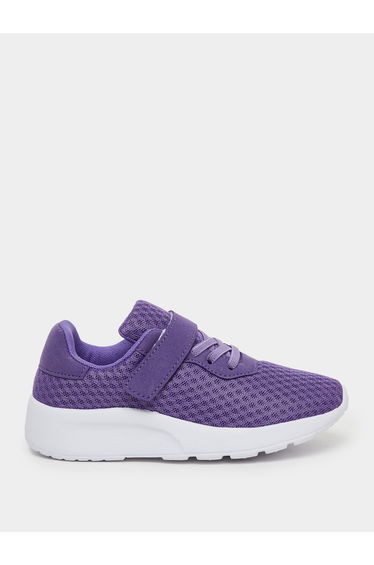 Girls Purple Textured Velcro Strap Sneakers