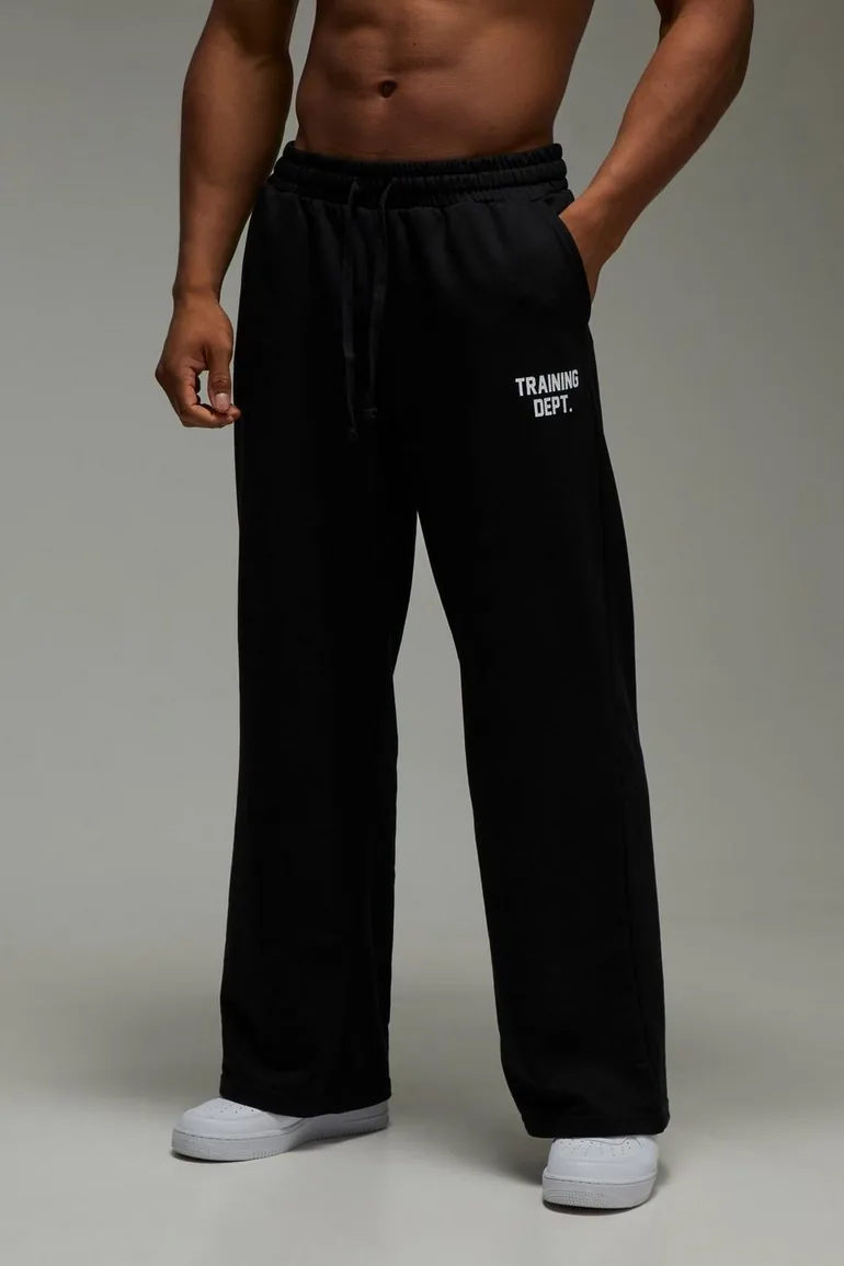 بنطلون رياضي بأرجل عريضة - أسود