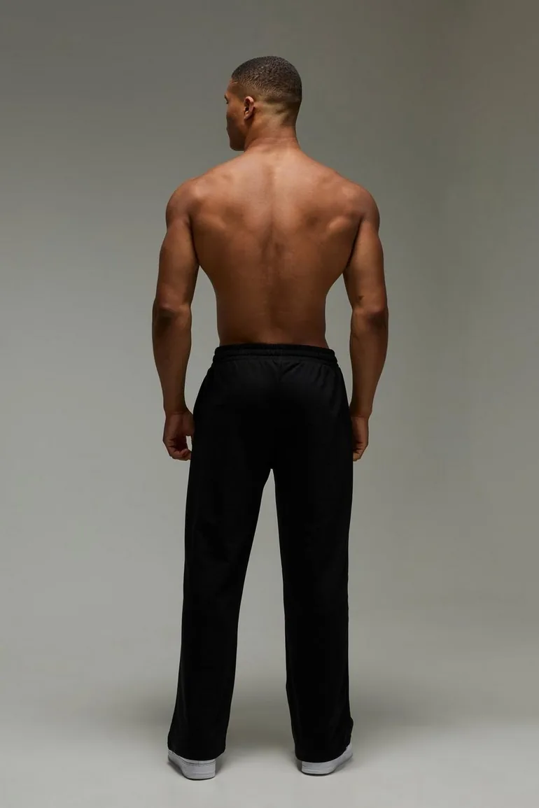 بنطلون رياضي بأرجل عريضة - أسود - 1