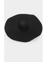 Black Oversized Straw Hat - 1