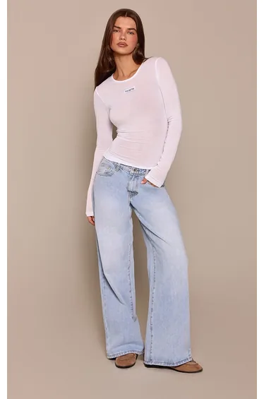 توب بريتي ليتل ثينق أبيض بأكمام طويلة