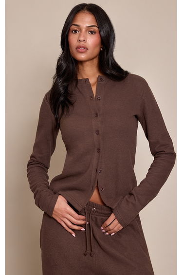 Tall Chocolate Soft Touch Button Down Top
